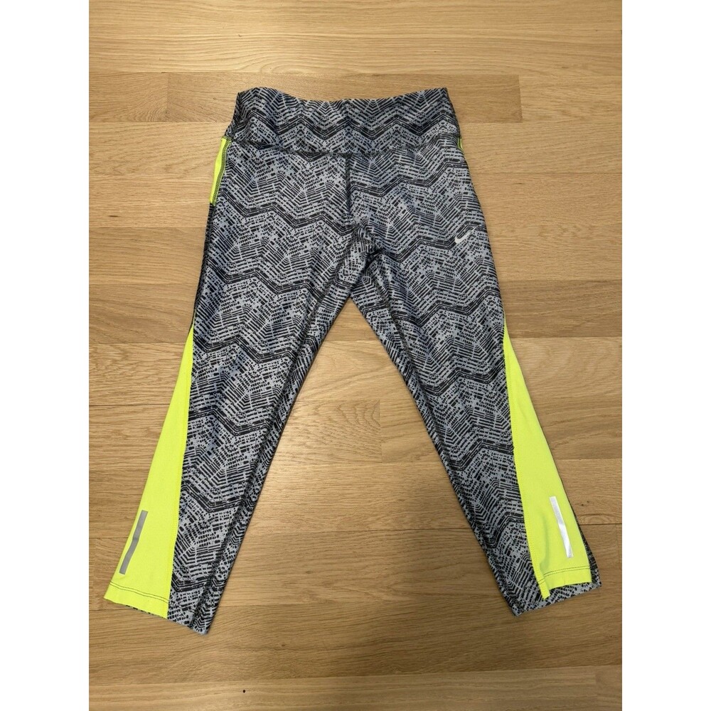 Women's Nike Dri-Fit Running Leggings Capri Size Small Gray /Green